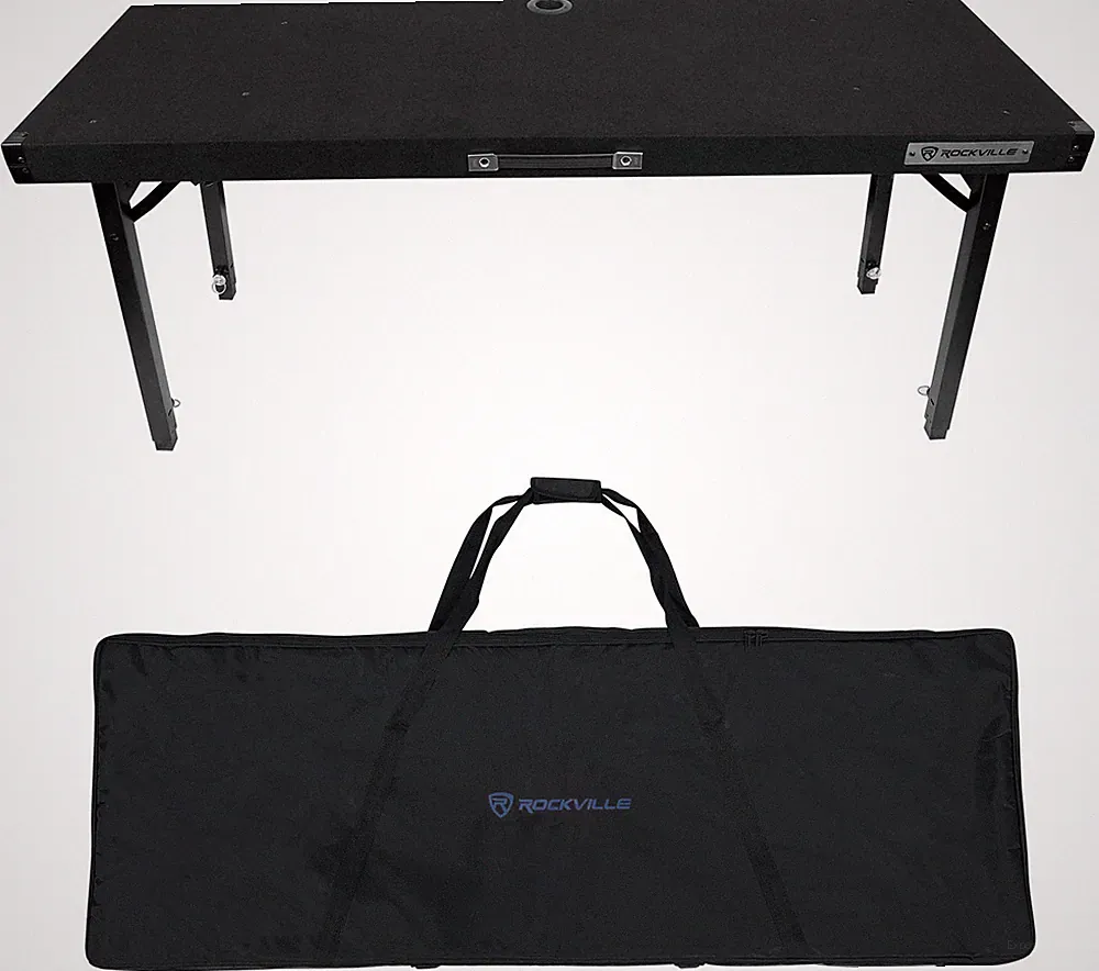 Rockville RTBL4 Adjustable Height DJ Table Folding Legs + Carry Bag 20" x 60"