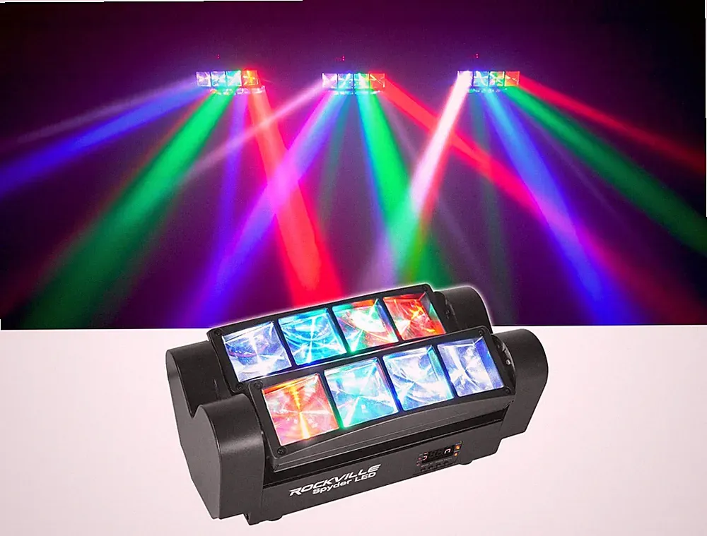 Rockville Spyder LED (8) Beam Moving Head Motorized DMX DJ/Party/Club Pro Light