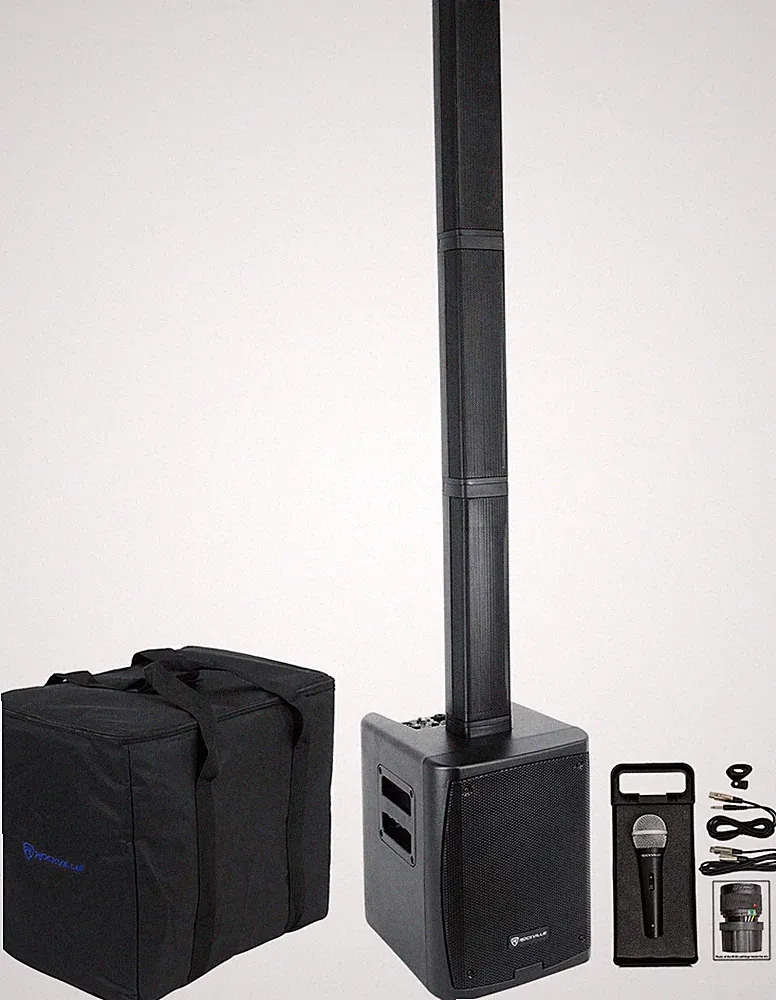 Rockville TITAN PORTABLE ARRAY Battery Powered PA DJ Speaker w/Subwoofer + Mic
