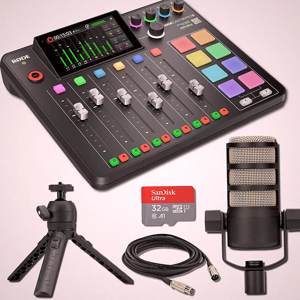 Rode RODECaster Pro II w/ PodMic, Tripod, microSD, XLR & Cloth