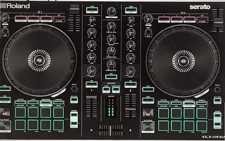 Roland DJ-202 4-deck Serato DJ Controller with Drum Machine