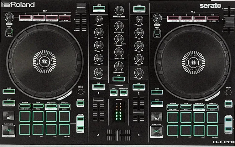 Roland DJ-202 4-deck Serato DJ Controller with Drum Machine