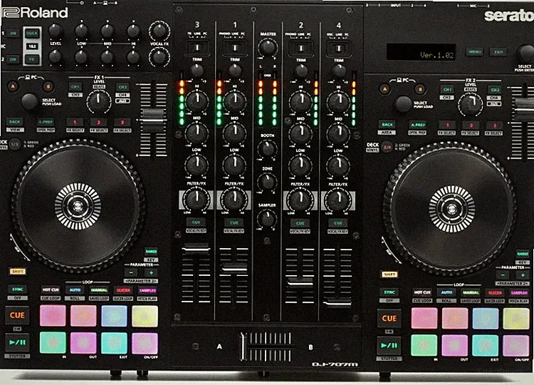 Roland DJ-707M 4-deck Serato DJ Pro Controller with Drum Machine and Vocal
