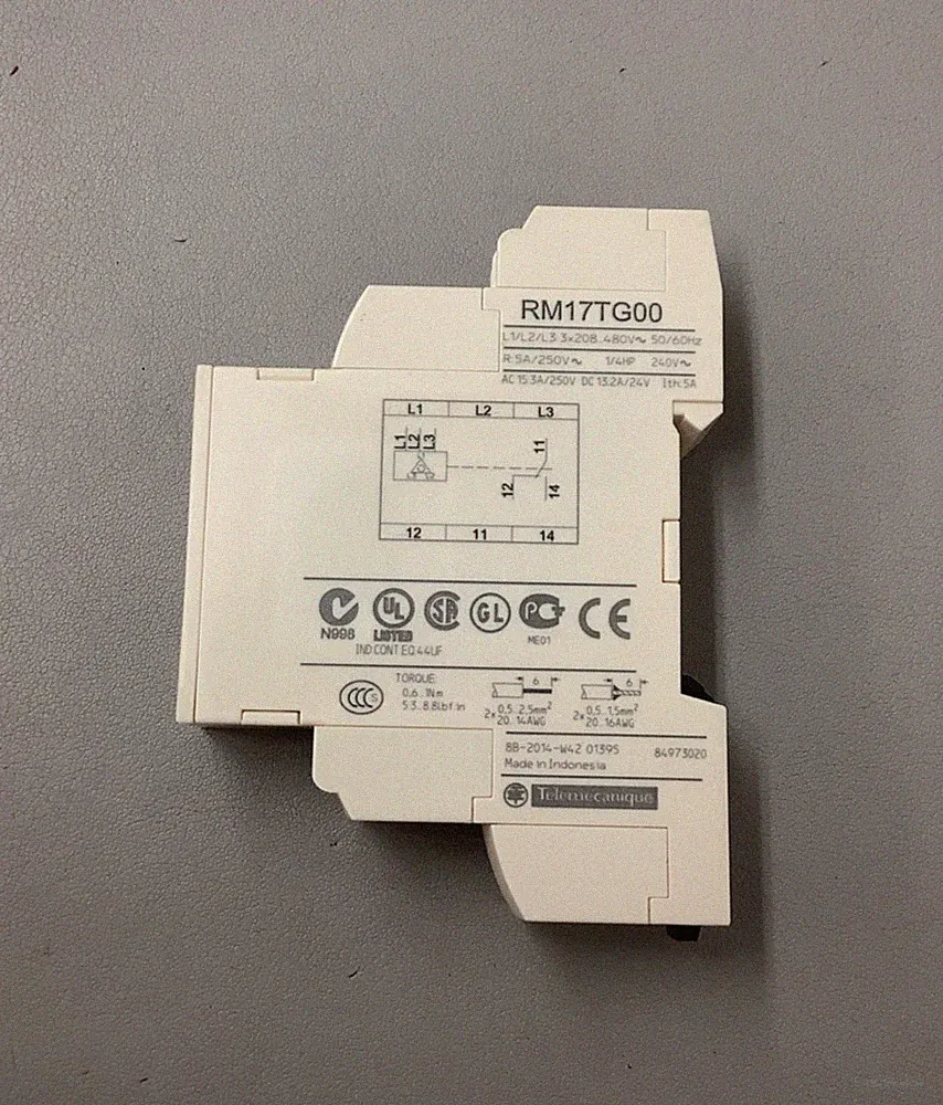 Schneider Electric RM17TG00 Phase Control Relay 5A, DIN-Rail, 50/60HZ (b434)