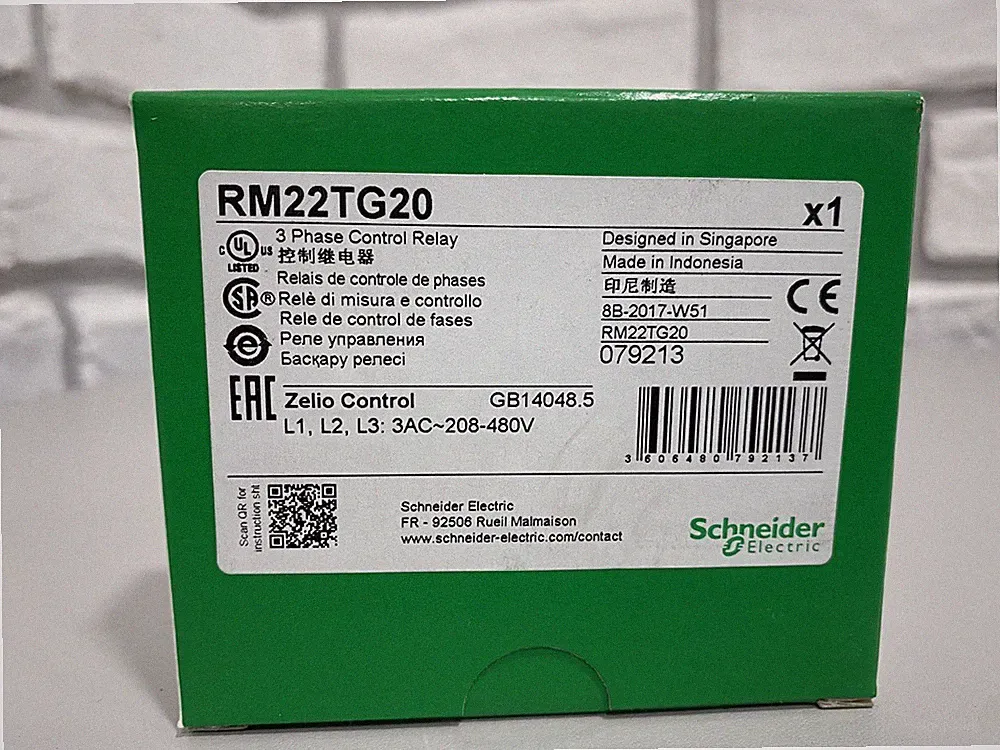 Schneider Modular 3-phase supply control relay RM22TG20 8A, 2CO, 183...528V AC