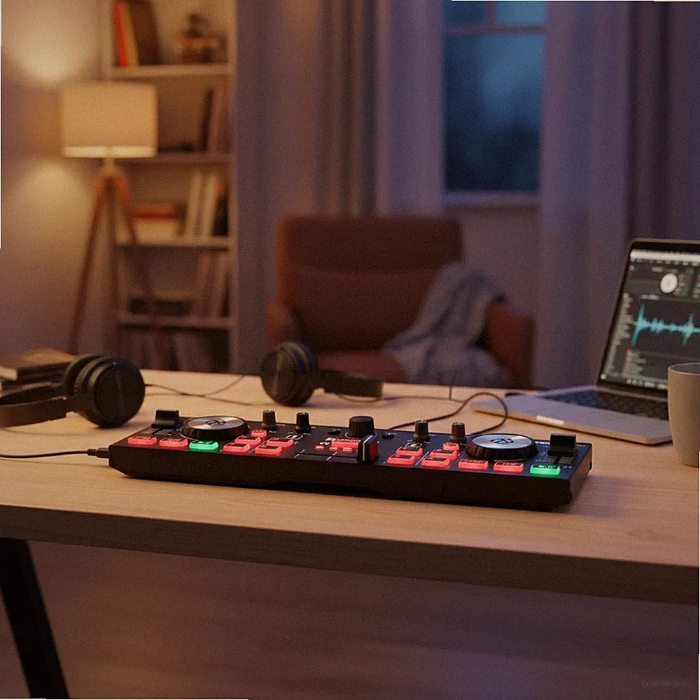 Serato DJ Lite Compact Controller - Portable 2 Deck Mixer with Audio Interface