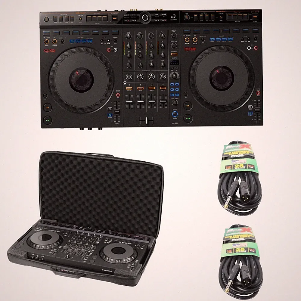 Set of AlphaTheta DDJ-GRV6 DJ Controller w/ Case & 2x XLR-TRS Cables