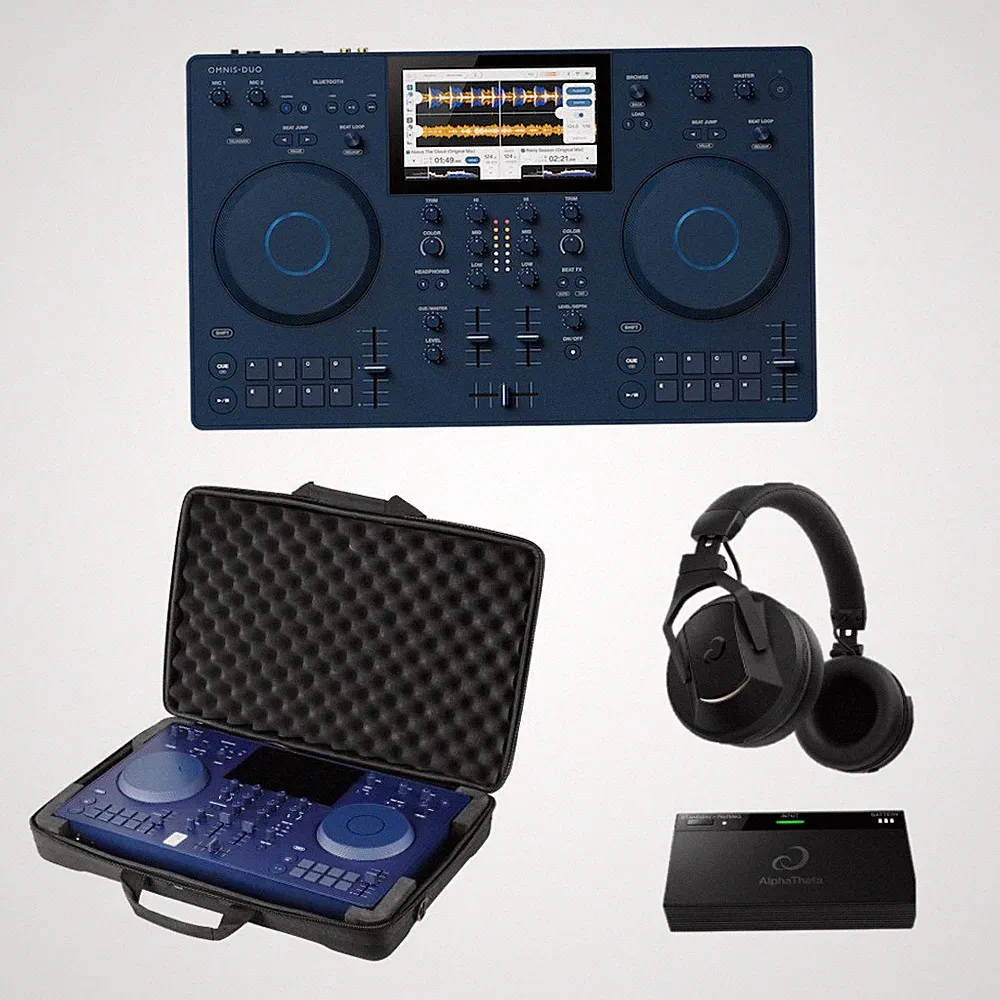 Set of AlphaTheta OMNIS-DUO DJ System w/ Case & HDJ-F10-TX Wireless Headphones