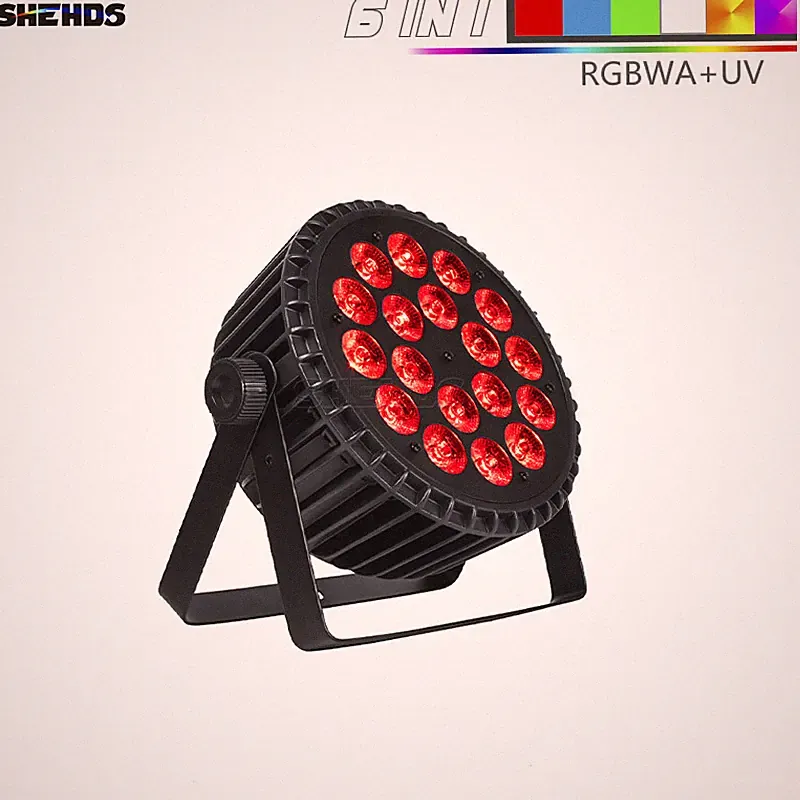 SHEHDS 18X18W Aluminum Alloy LED Flat Par RGBWAUV Stage Lights For DJ Disco Bar