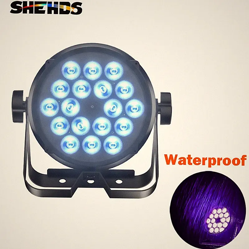 SHEHDS Upgrade Version Waterproof 18x12W RGBWAUV LED Flat Par Light Outdoor DJ
