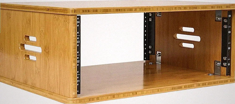 Solid Bamboo 4U Studio Rack with Ventilation for Audio & DJ Equipment