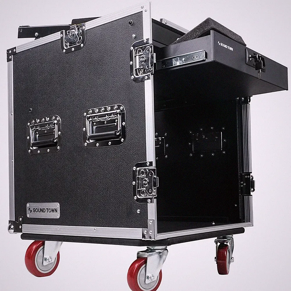 Sound Town 12U DJ RackCase w/11USlant Mixer Top Casters Locking Drawer STMR-12D2
