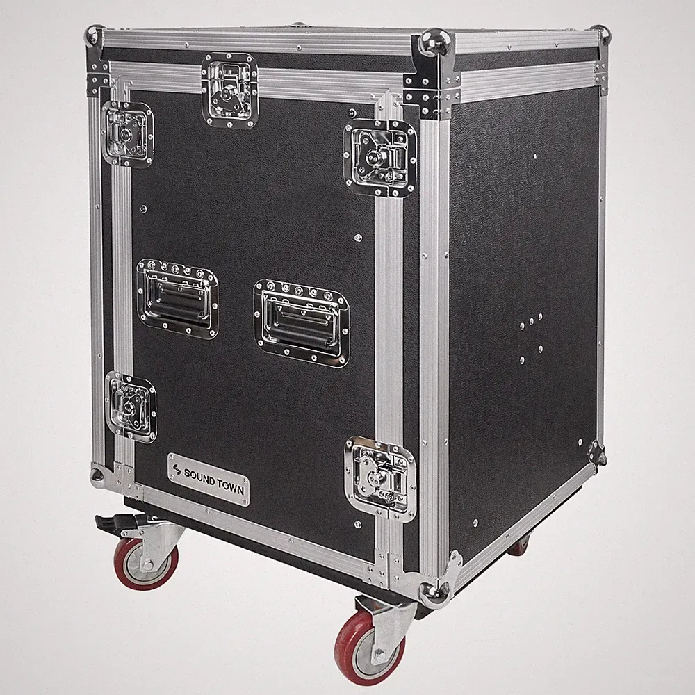 Sound Town 14U PA DJ Rack Road Case 11U Slant Mixer Top 20'' Depth (STMR-14UW)