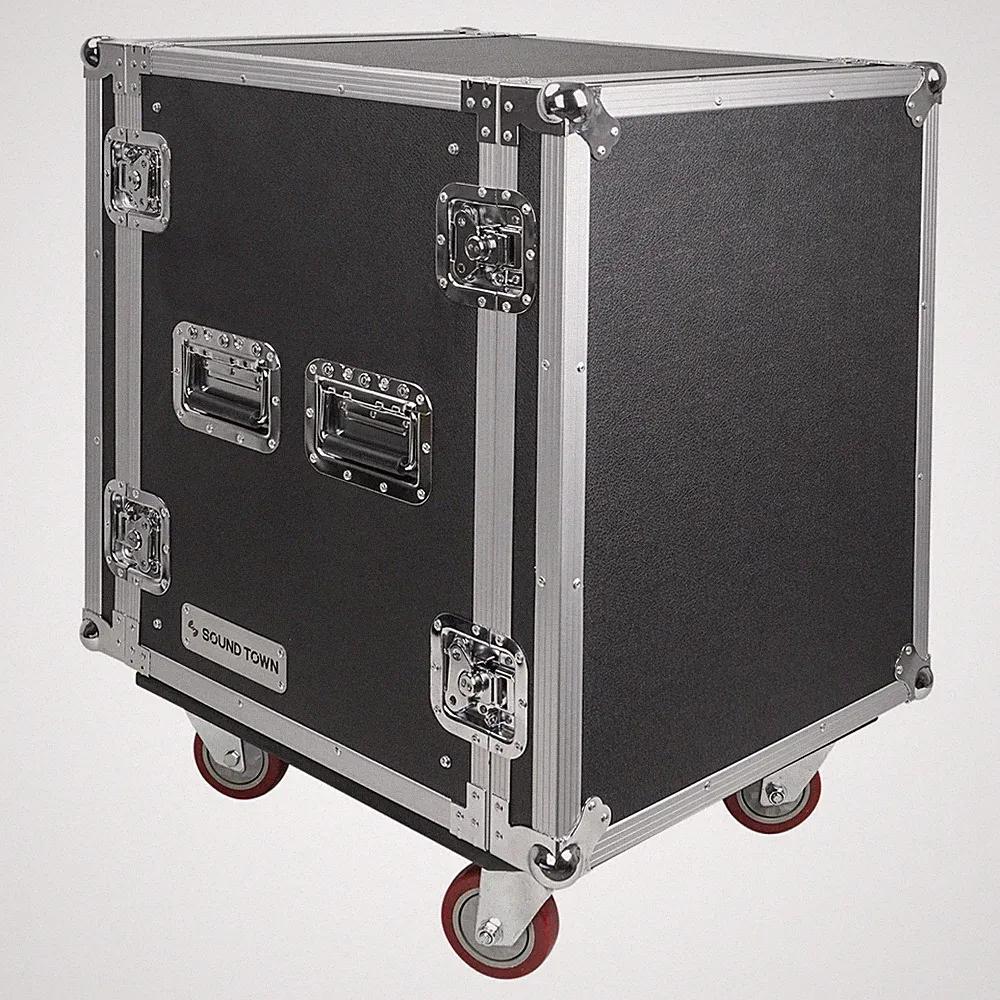 Sound Town 14U PA DJ Rack/Road Case with 21"Depth Plywood,Casters (STRC-14UW)