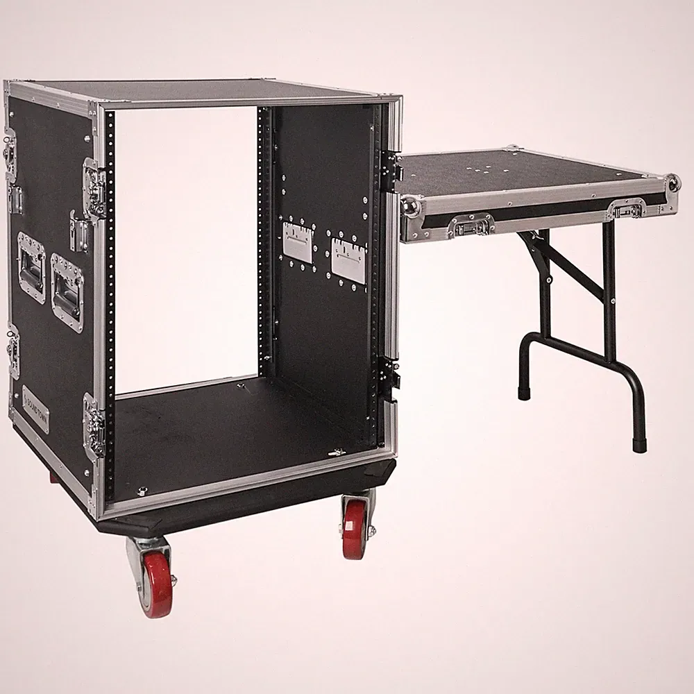 Sound Town 14U PA DJ Rack/Road Case with 21"Depth Plywood,Casters (STRC-14UWT)