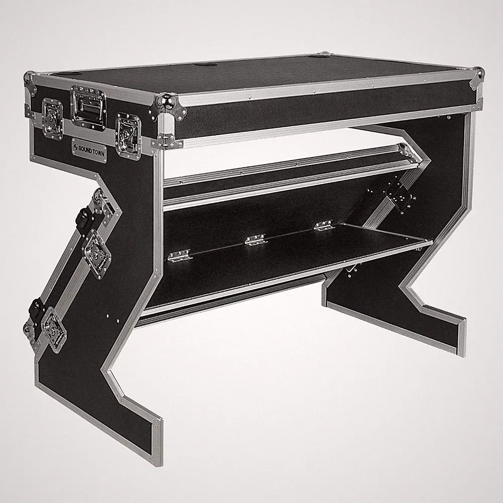 Sound Town DJ Z-Table Workstation Folding Mobile Wheels Flight Case (STDJT-Z46W)