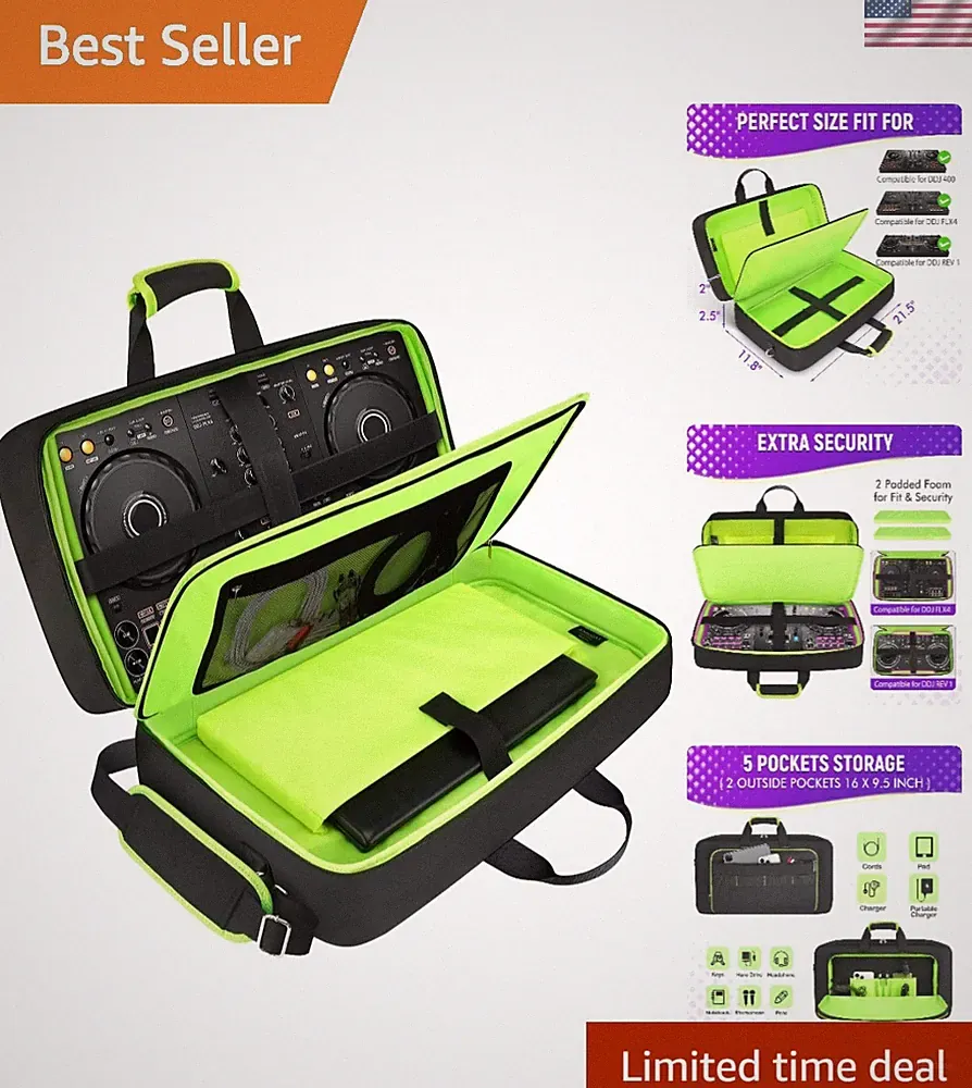Stylish DJ Controller Bag with 5 Pockets & Adjustable Strap for Easy Transport