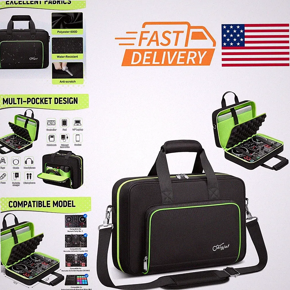 Stylish DJ Controller Bag with Solid Pattern and Organized Storage Compartments