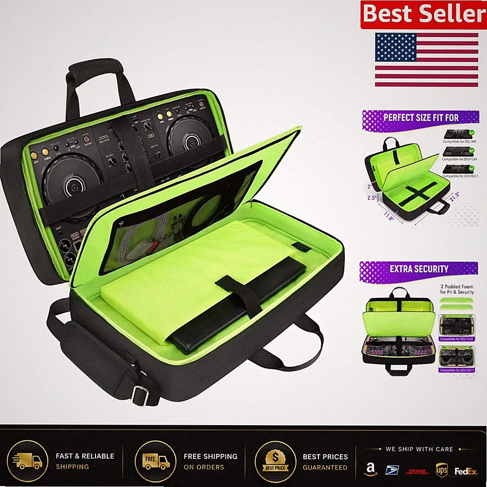 Stylish DJ Controller Case for Pioneer FLX-4, DDJ 400 - Adjustable Strap