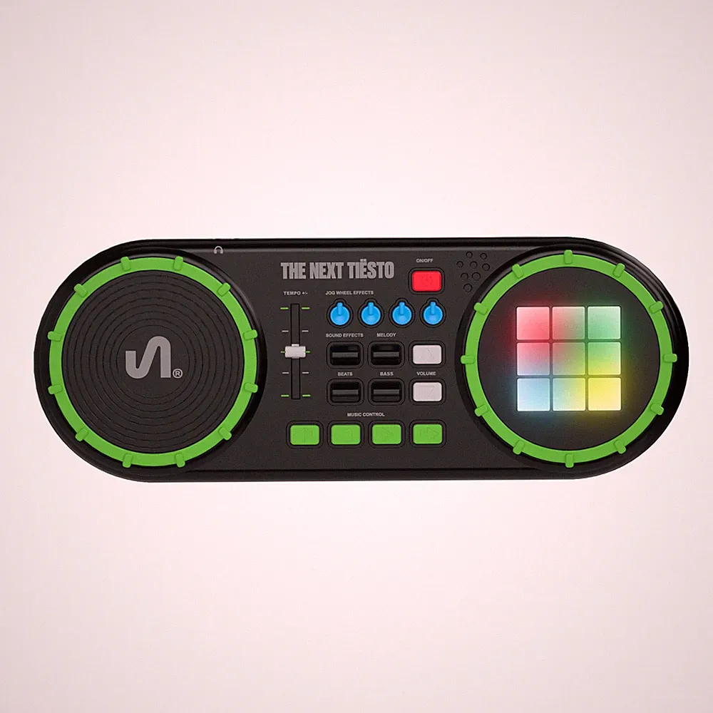 The Next Beat by Tiesto First DJ Mixer for Kids w/Jog Wheel, Effects, & LED Pads