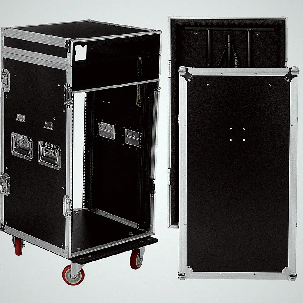 TOYANDONA 16U Rack Case w/ 2U Drawer, 11U Slant Mixer Top, DJ Table (MR-DR16UT)