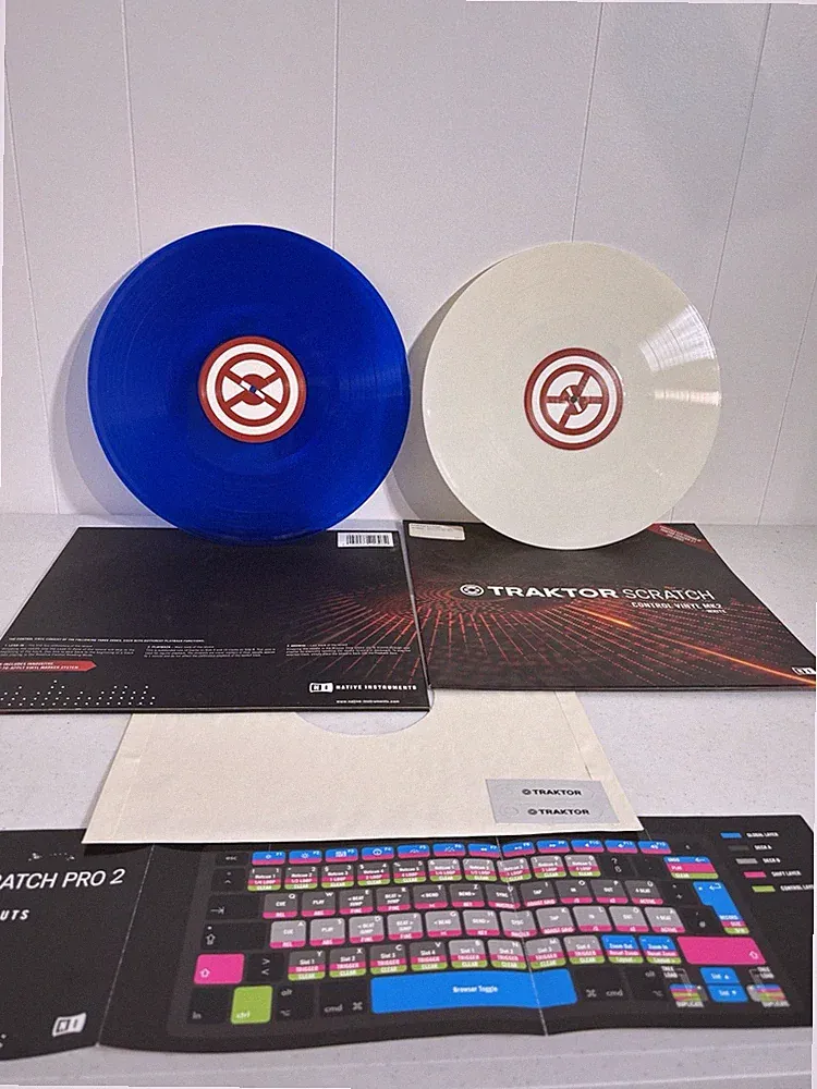 Traktor scratch MK2 control vinyl custom DJ (set of two) Bonus keyboard layout