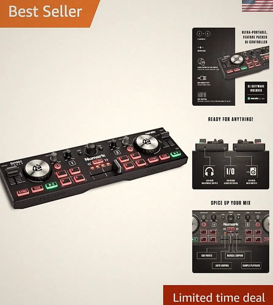 Ultra-Portable DJ Controller with 2 Decks and Built-In Audio Interface - DJ2GO2