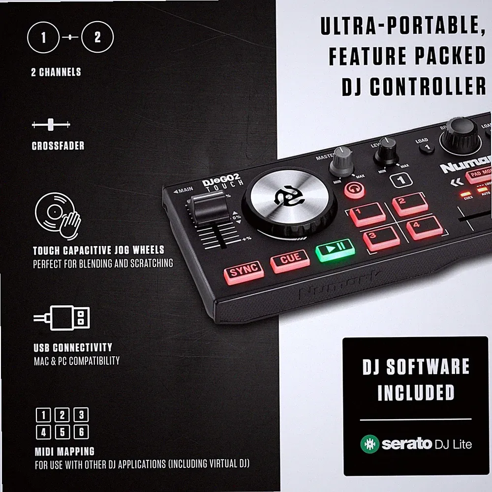 Ultra-Portable DJ Mixer with Touch Capacitive Jog-Wheels