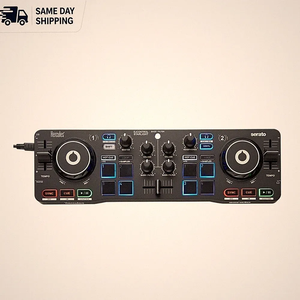 Ultra-Portable DJ Mixer with Touch-Sensitive Jog Wheels & Built-In Sound Card