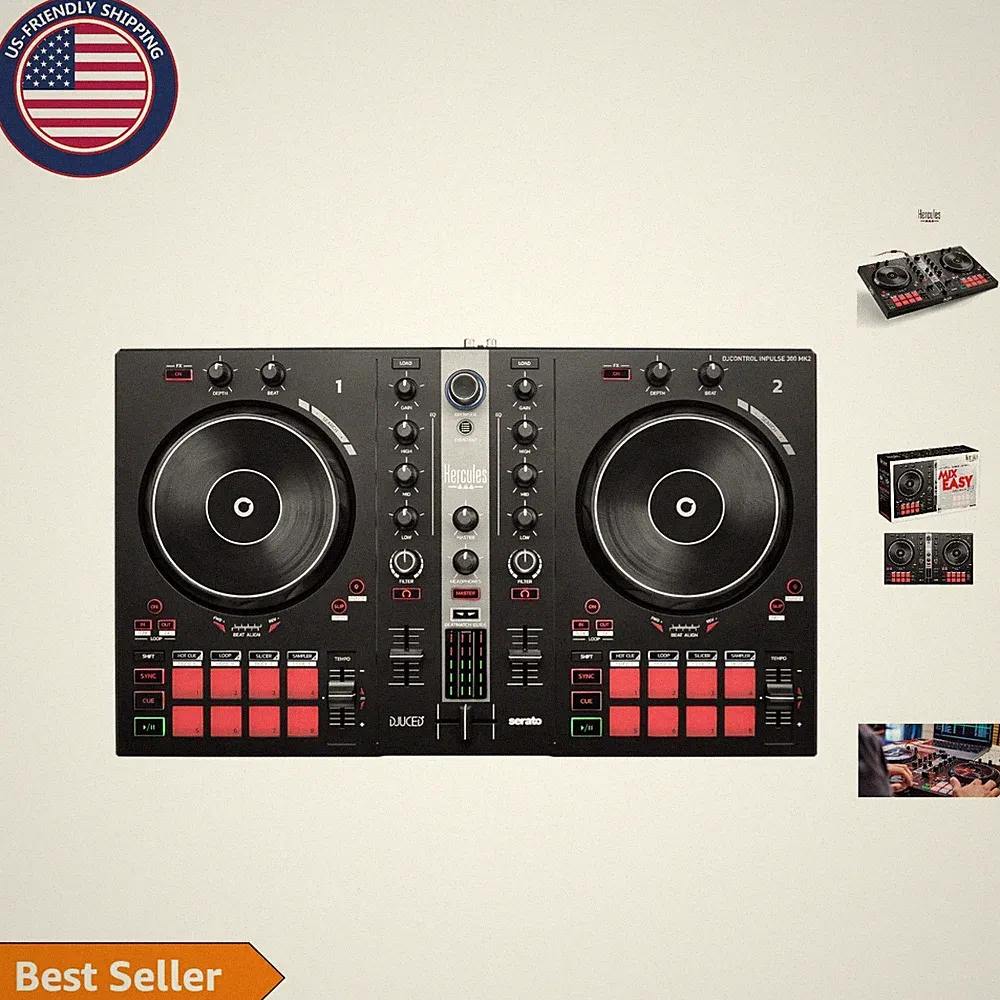 USB DJ Controller for Beginners - 16 Pads, Sound Card & Serato Lite Included