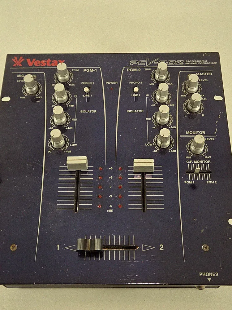 Vestax DJ Mixer PCV-002 Blue Faceplate Tested And Working No Cords