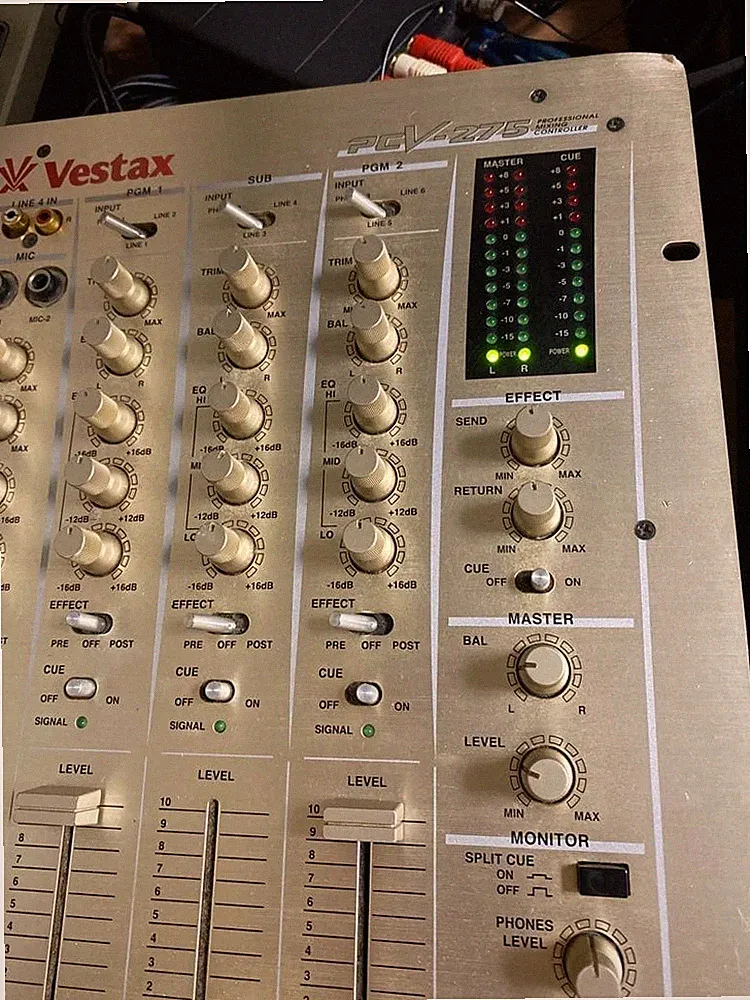 Vestax PCV-275 DJ Mixer Professional Mixing Controller Silver Power Supply OK