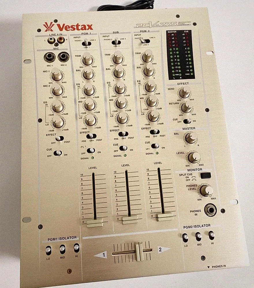 Vestax PCV-275 Professional DJ Mixer 3-Channel Isolator Analog Tested Working