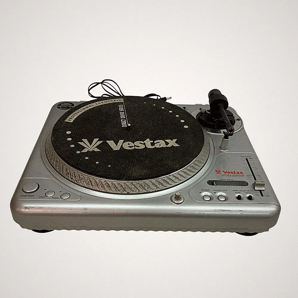 Vestax PDX-2000 Direct Drive DJ Turntable Silver with Dust Cover Tested Working
