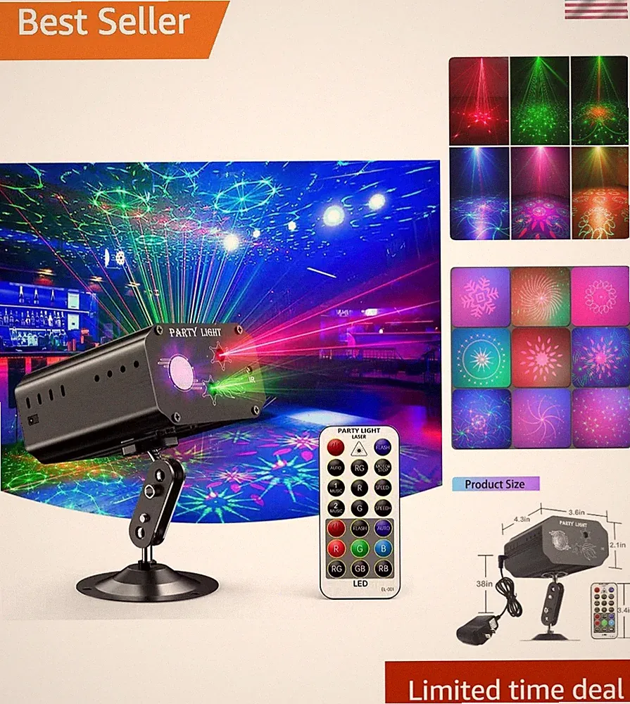 Vibrant DJ Disco Lights Projector with Remote – Perfect for Parties and Events