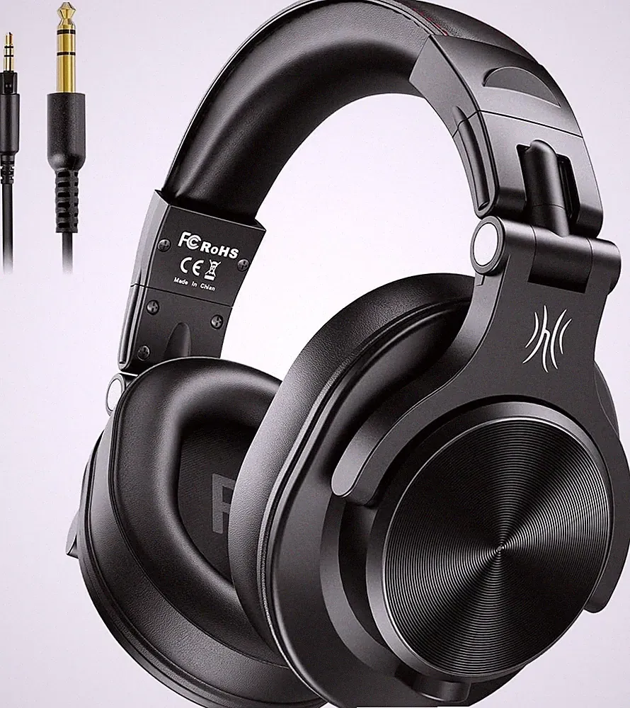 Wired Over Ear Headphones Hi Res Studio Recording Foldable 6.35MM Black A71